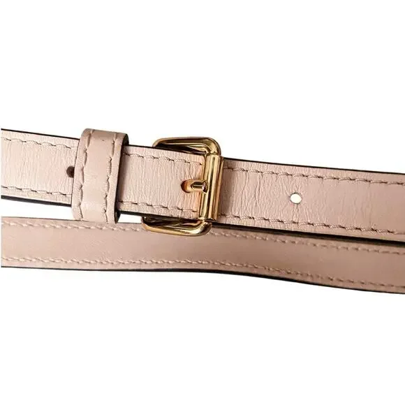 Michael Kors Pink Beige Leather Crossbody Strap Gold Hardware Adjustable - Picture 5 of 10